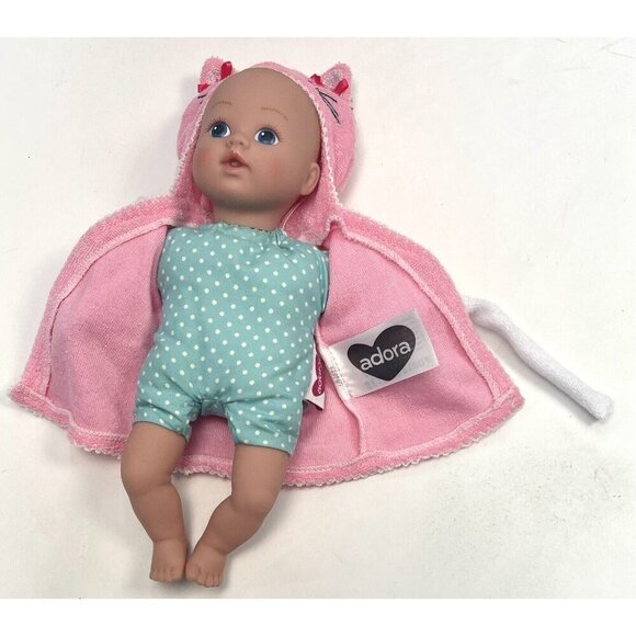 2021 CHARISMA Brands 8.5" ADORA Infant Doll w/ Pink Terry Cat Hooded Robe EUC - Picture 3 of 3